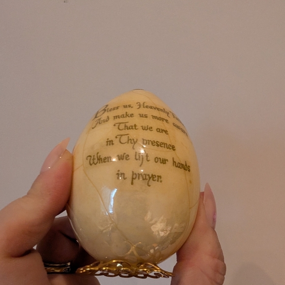 Cream Decorative Egg with Praying Hands Design - Picture 4 of 8